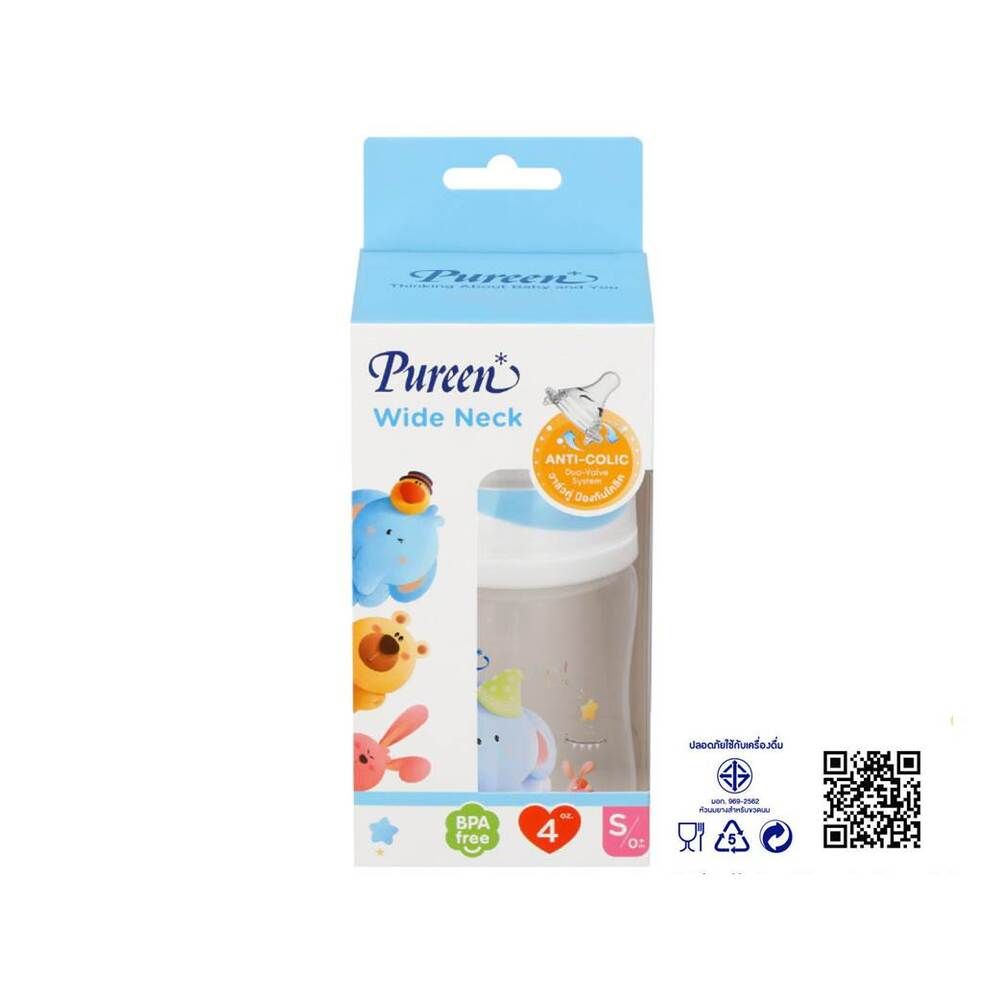 เพียวรีน ขวดนมคอกว้าง ขนาด 4 ออนซ์