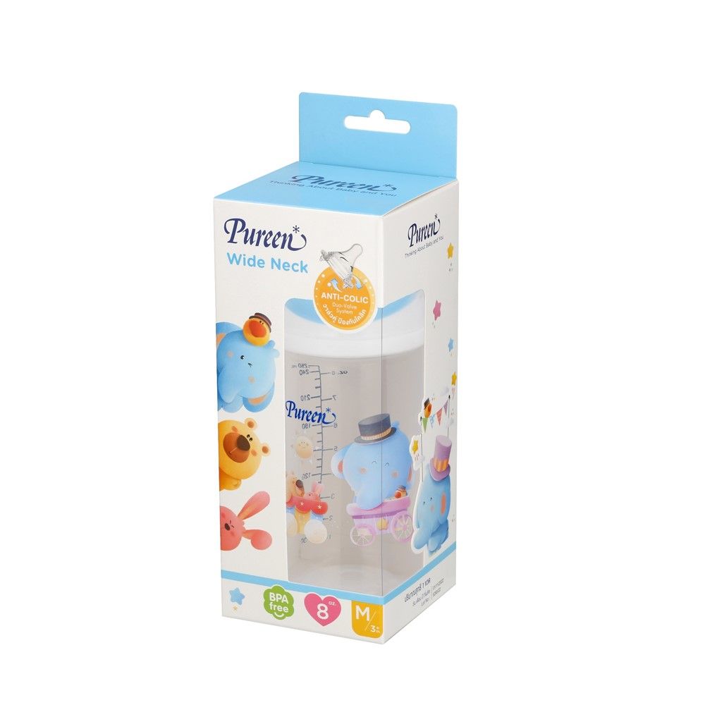 เพียวรีน ขวดนมคอกว้าง ขนาด 8 ออนซ์