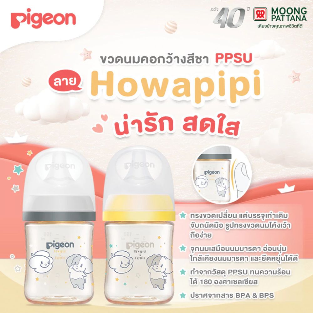 PIGEON พีเจ้นขวดนม PPSU โฮวาปีปี้ 240 มล. X2