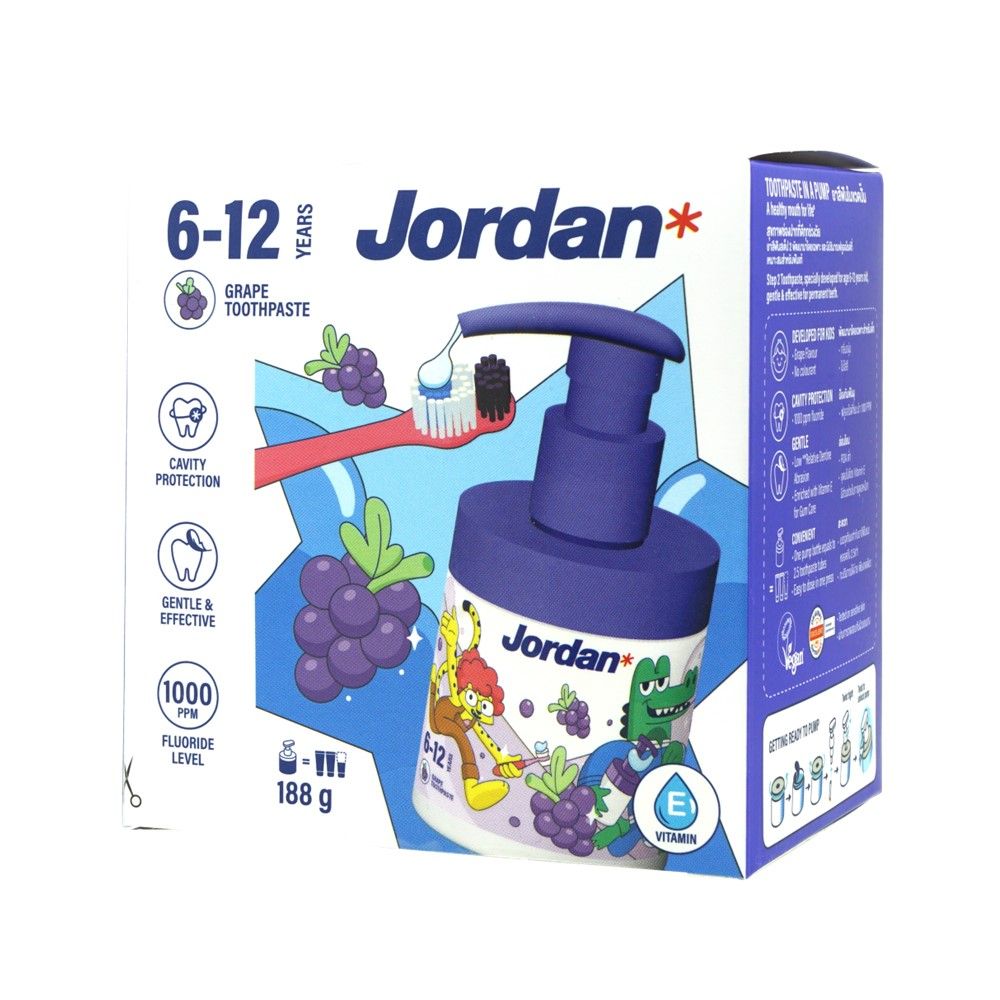 JORDAN TOOTHPASTE KID6-12 GRAPE PUMP 188 G