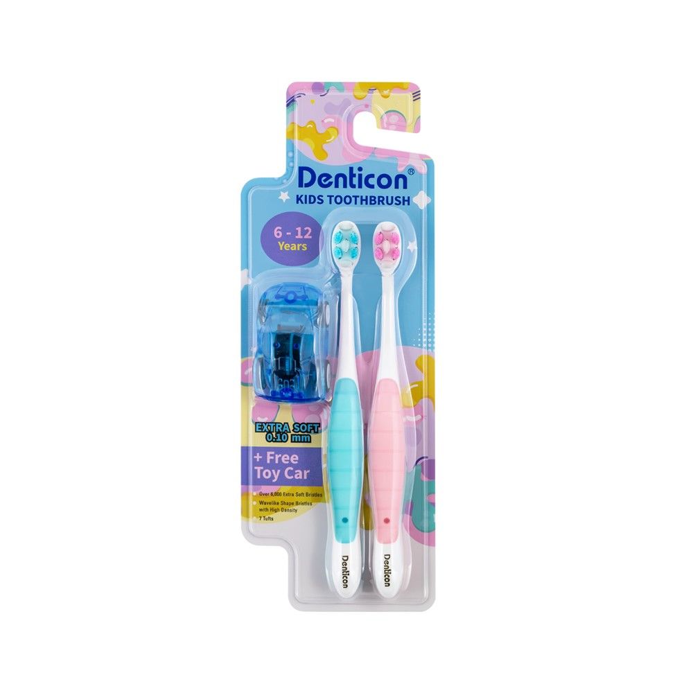 DENTICON KIDS TOOTHBRUSH 6-12 YEARS PACK 2