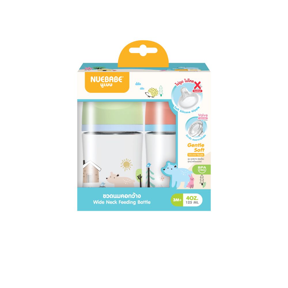 NUEBABE FEEDING BOTTLE WIDE NECK 4 OZ PACK 2