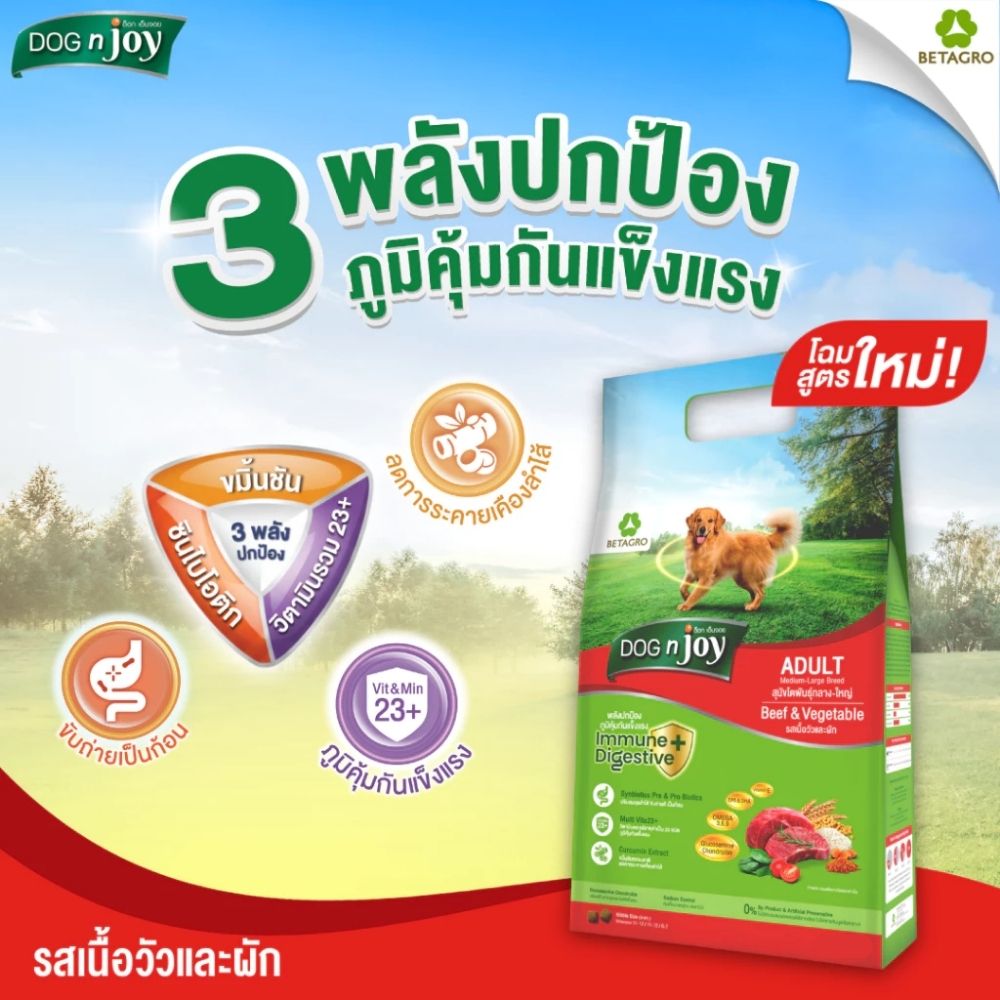 ด็อก เอ็นจอย อาหารสุนัขโต รสเนื้อและผัก 3 กิโลกรัม