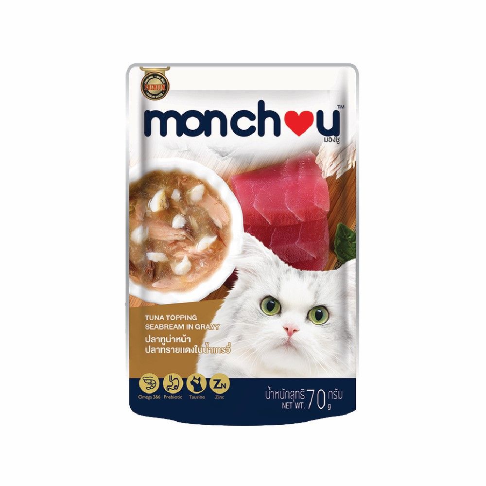 MONCHOU CAT WET TUNA SEABREAM GRAVY 70G