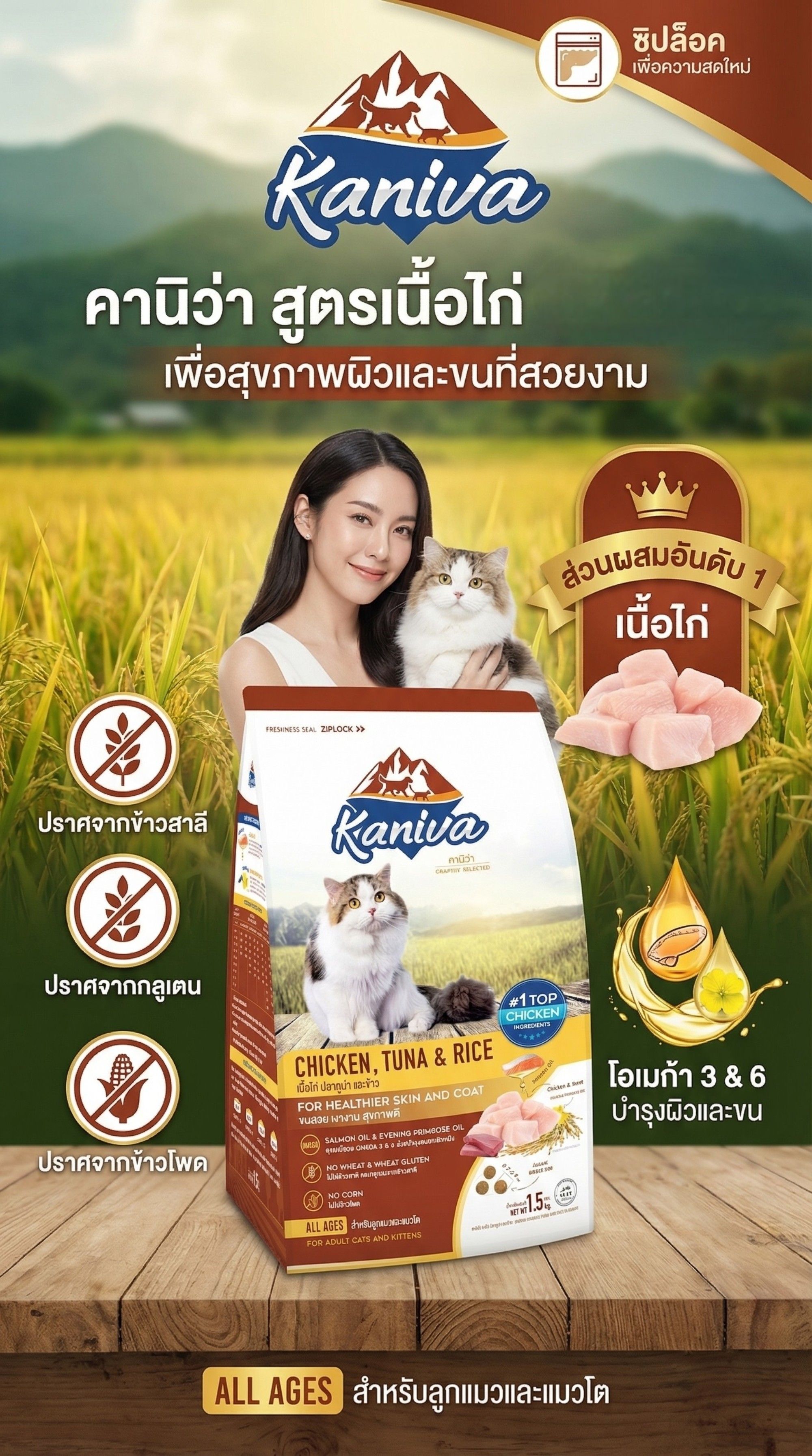 คานิว่า สูตรเนื้อไก่ 1.5 กก.
