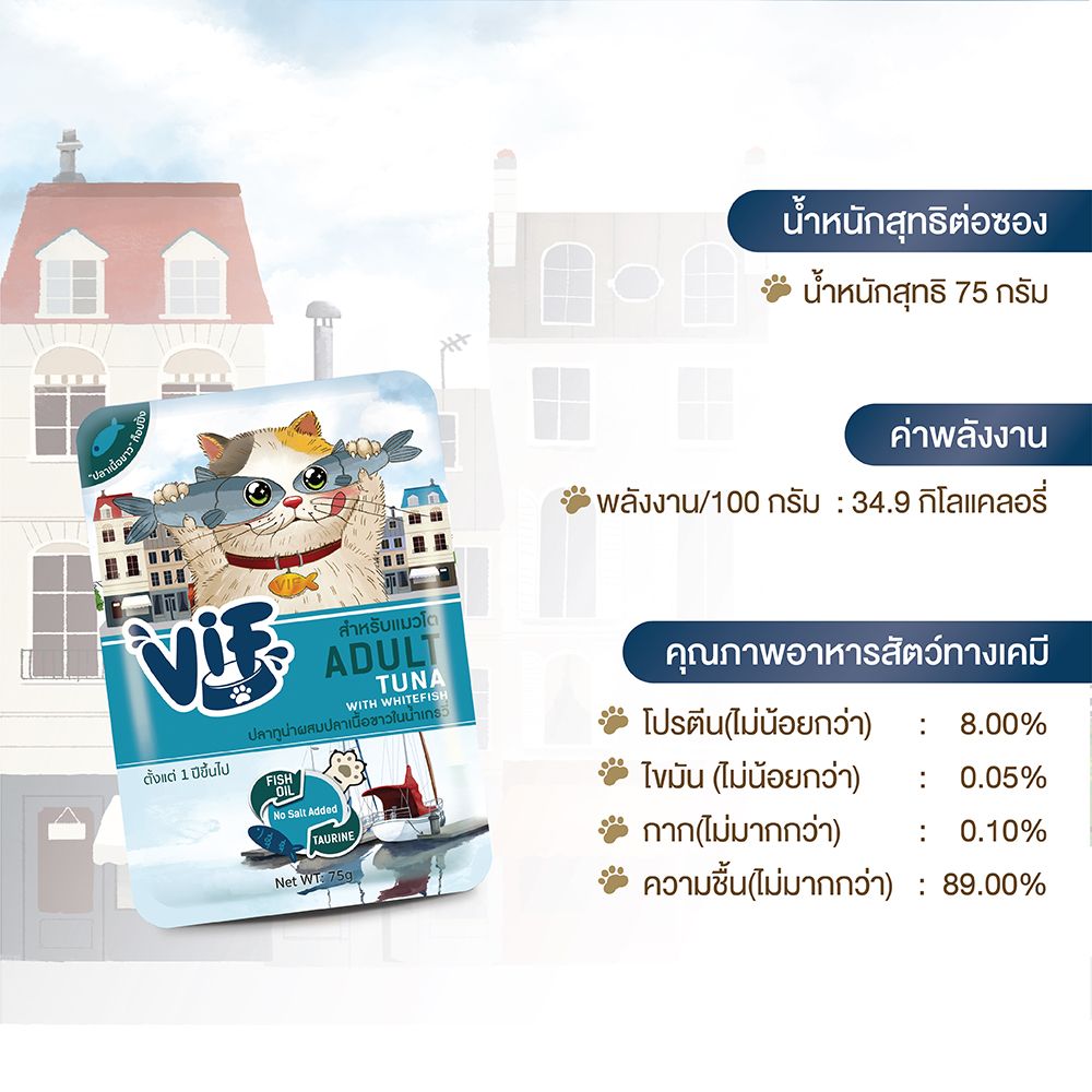 FELINA คานิโน วิฟ อาหารเปียกแมวโต ทูน่าปลาเนื้อขาว 75 กรัม