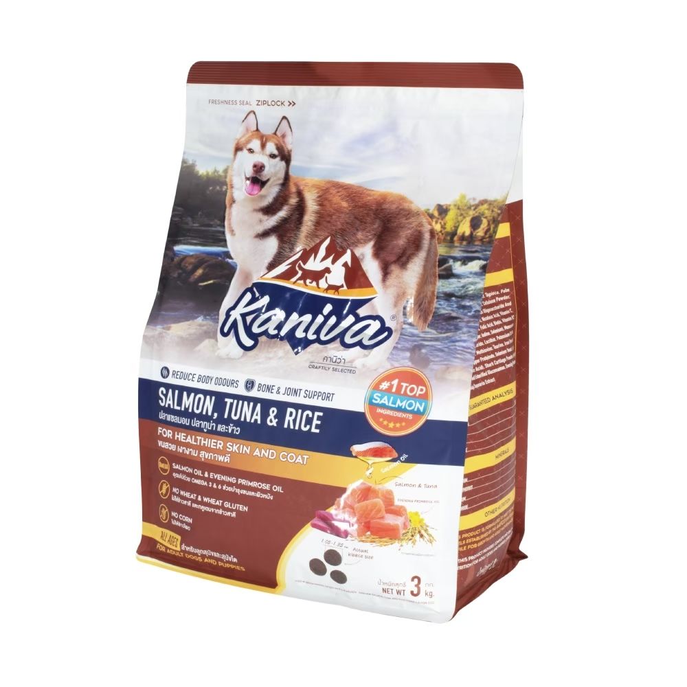 คานิว่า อาหารสุนัข สูตรแซลมอน ปลาทูน่าและข้าว 3 กก.