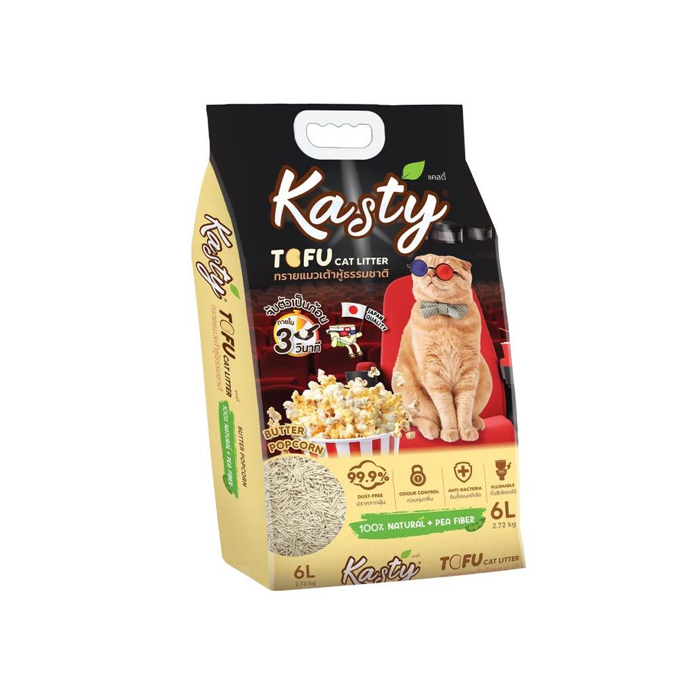 แคสตี้ ทรายแมวเต้าหู้ ป๊อปคอร์นอบเนย 6 ลิตร