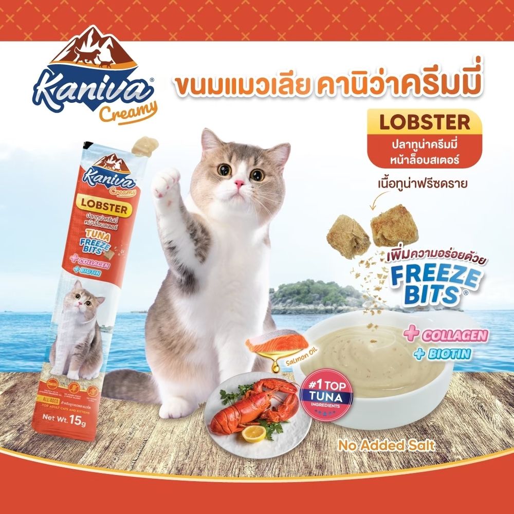 คานิว่า ขนมแมวเลีย ครีมมี่ทูน่าล็อบสเตอร์ 15 ก แพ็ค 20