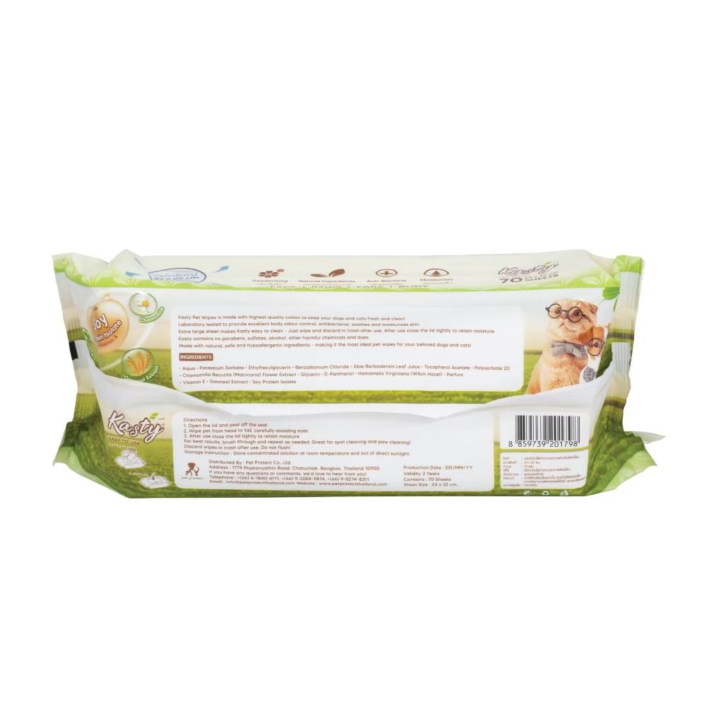 KASTY ORIGINAL PET WIPES 70 SHEETS