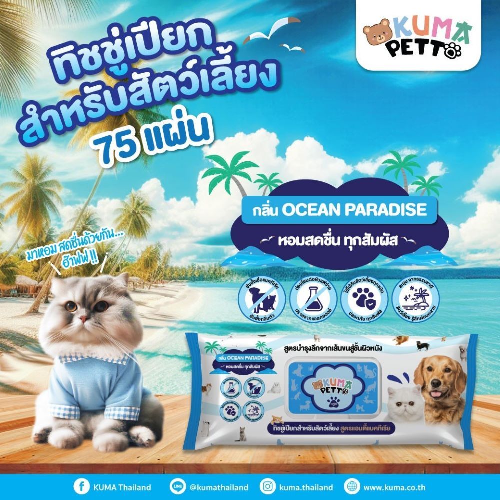 KUMA PETTO WET TISSUE OCEAN PARADISE 75 SHEETS