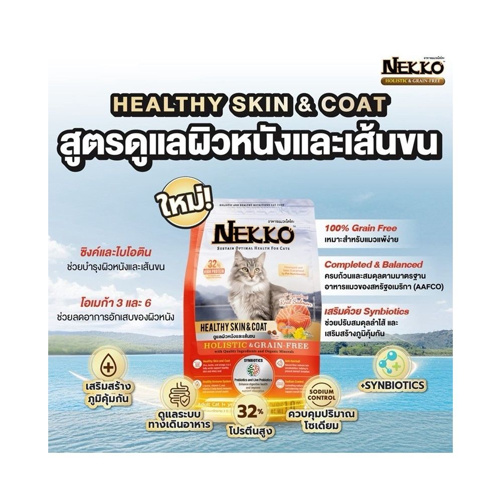เน็กโกะ อาหารแมว สูตรดูแลผิวหนังและเส้นขน 1 กก.