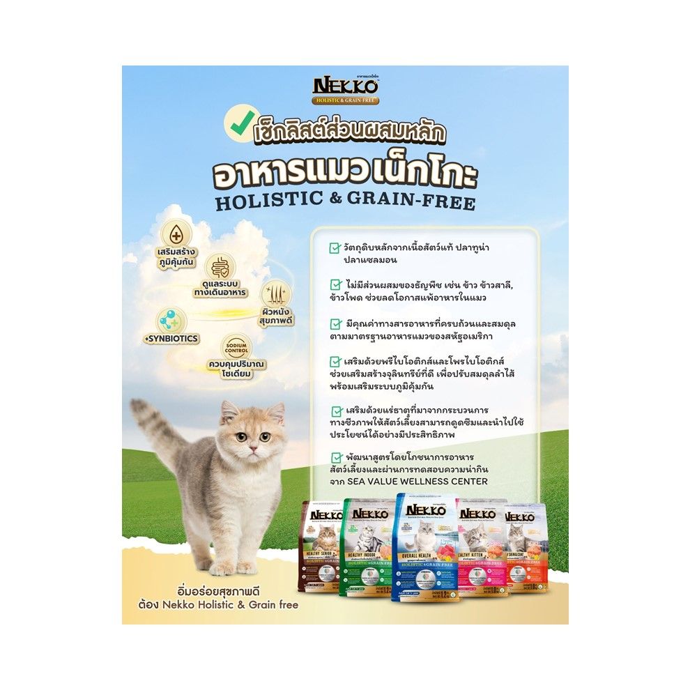 เน็กโกะ อาหารแมว สูตรดูแลผิวหนังและเส้นขน 1 กก.