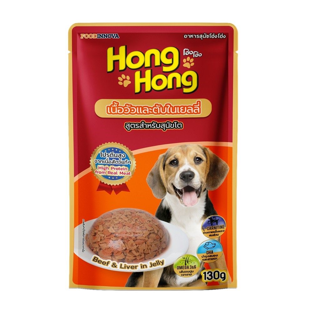 HONGHONG DOG FOOD BEEF AND LIVER IN JELLY 130 G