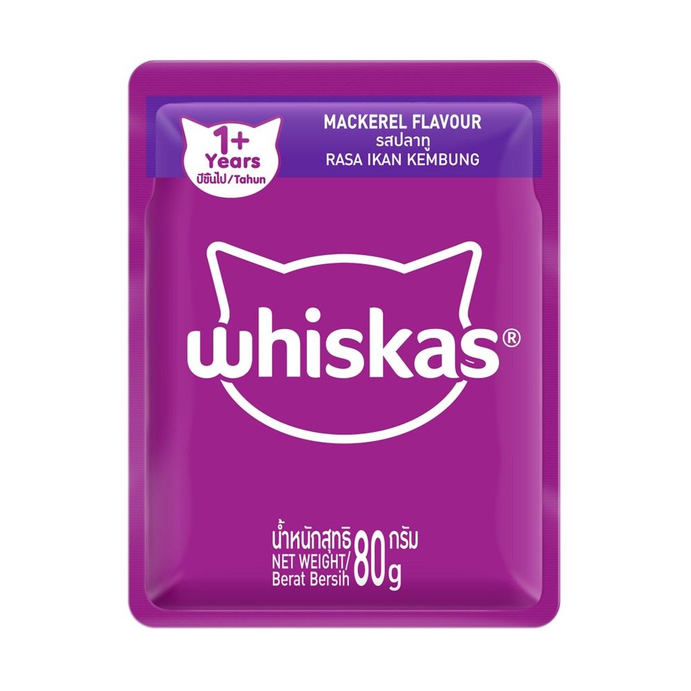 WHISKAS CAT WET FOOD ADULT MACKEREL 80 G PACK 6