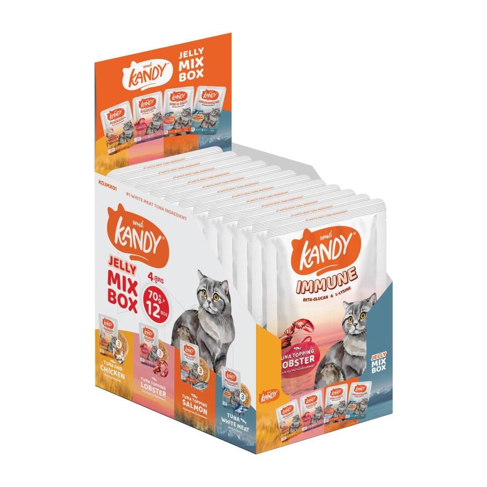 แคนดี้ เพาซ์ อาหารแมว แบบเปียก รวมเยลลี่ 70 กรัม แพ็ค 12