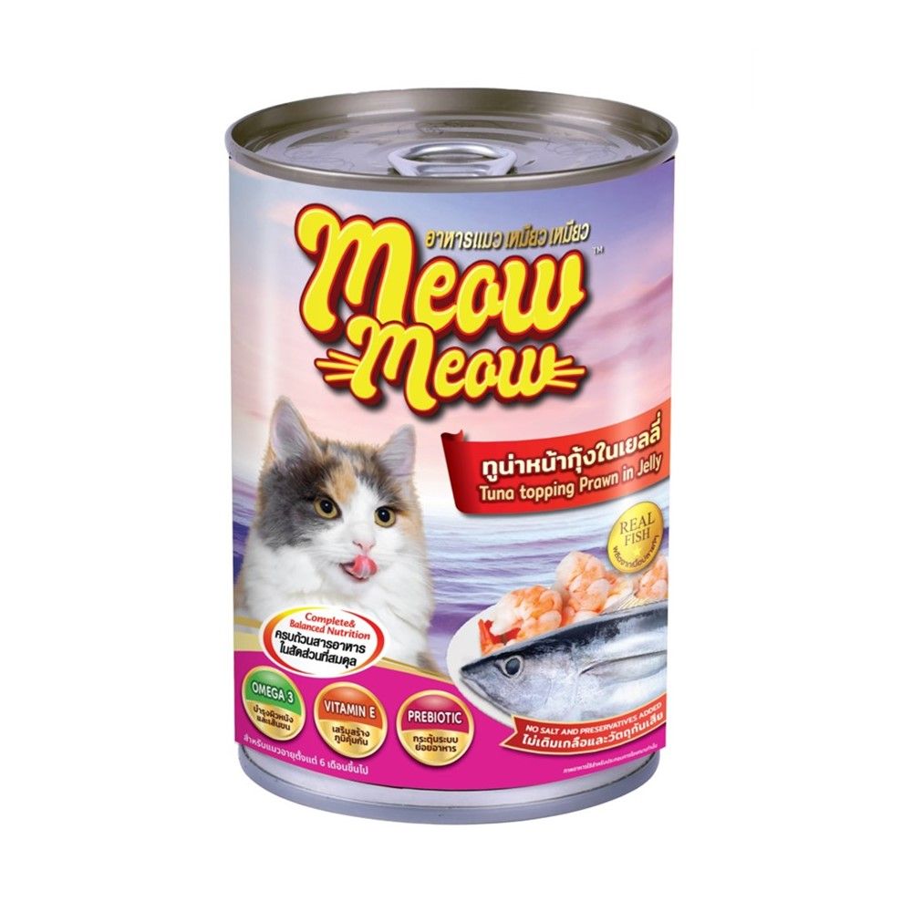 MEOW MEOW CAT FOOD TUNA+PRAWN IN JELLY 400 G