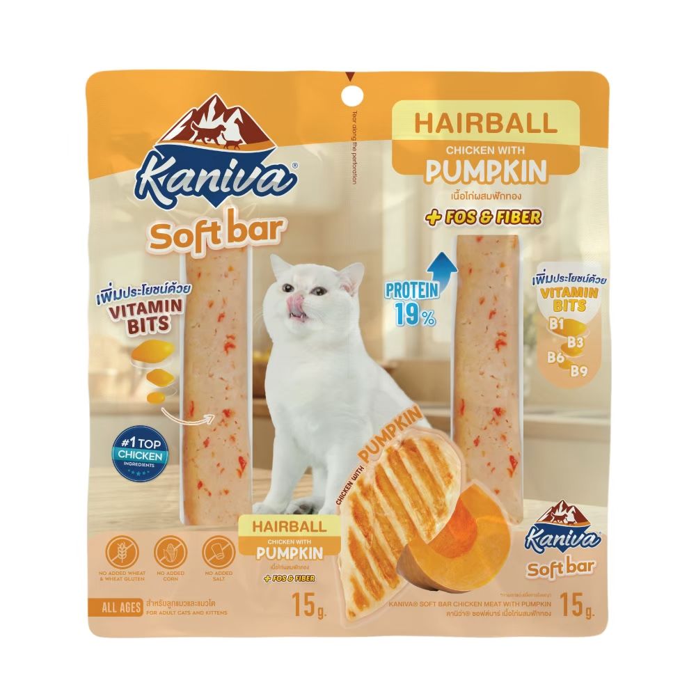 KANIVA SOFT BAR CAT SNACKS CHICKEN PUMPKIN 15 G PACK 2