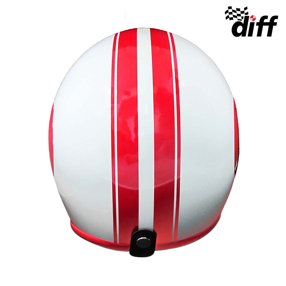 หมวกกันน็อกวินเทจเต็มใบสีขาว-แดง