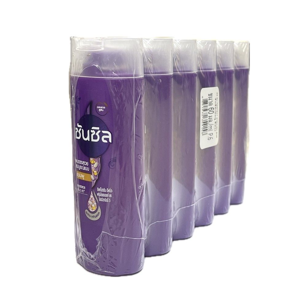 ซันซิลแชมพู เพอร์เฟคสเตรท ม่วง 60มล แพ็ค 6