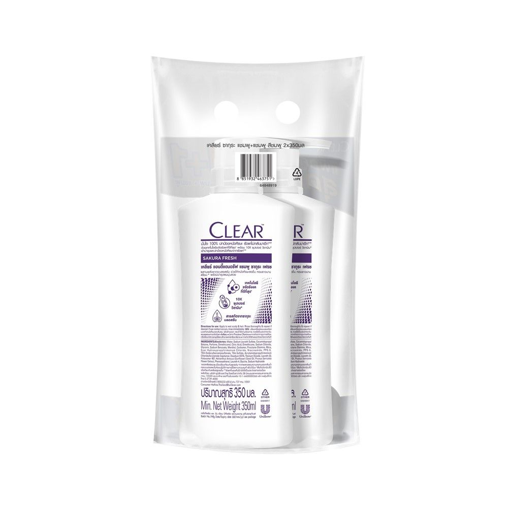 CLEAR SHAMPOO SAKURA FRESH 350ML PACK 1+1