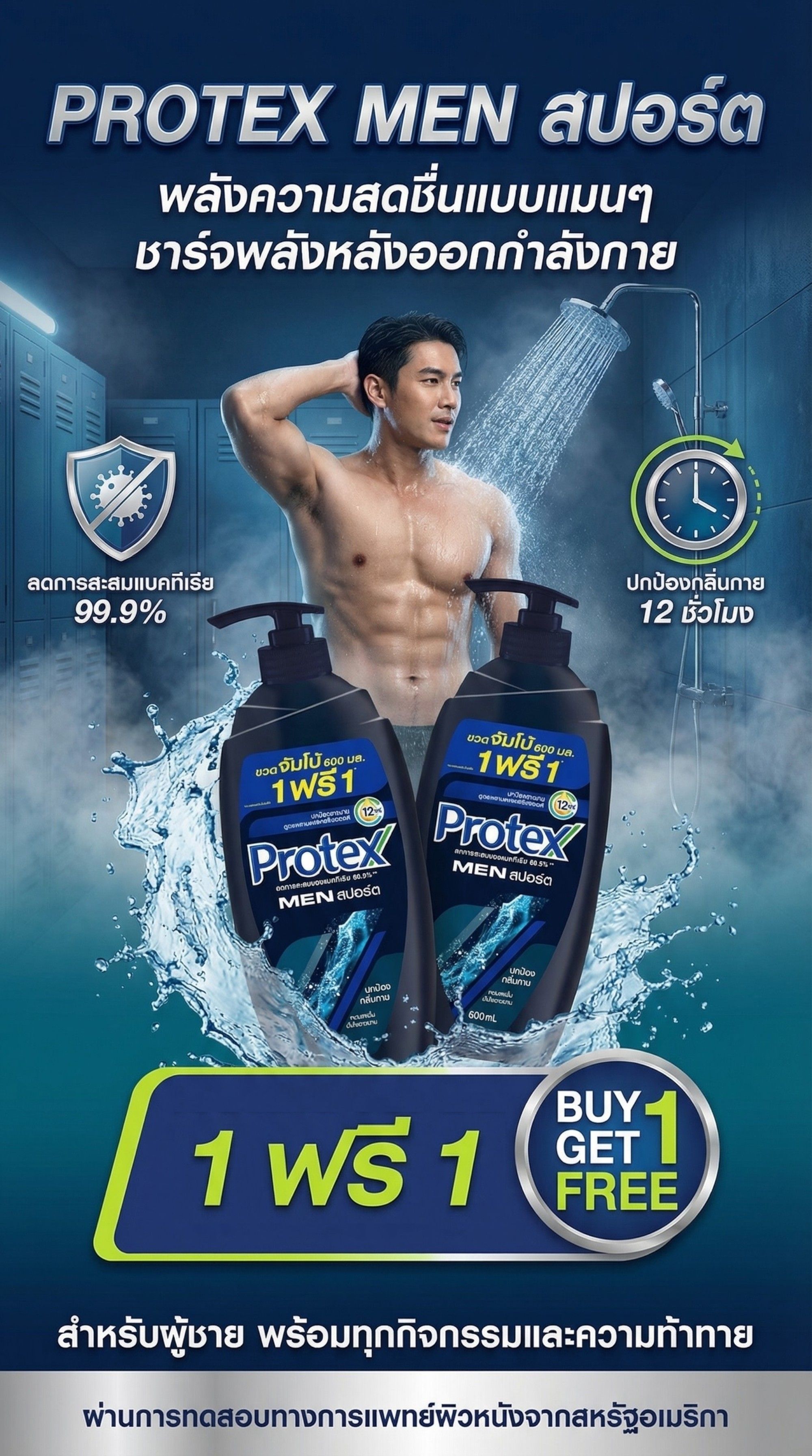 โพรเทคส์ครีมอาบน้ำ เมนสปอร์ต 600มลX2
