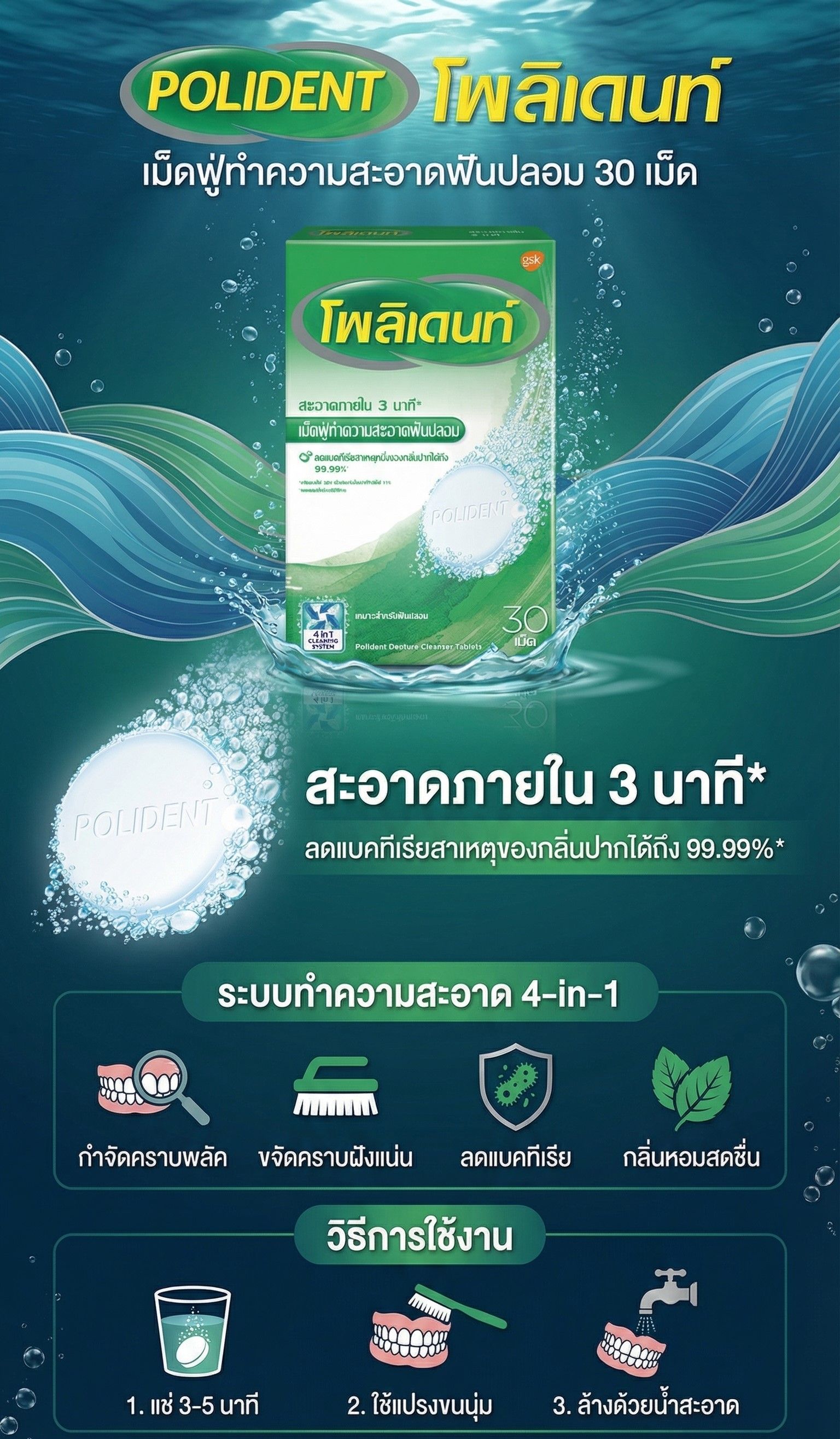 POLIDENT CLEANSER 30 S.
