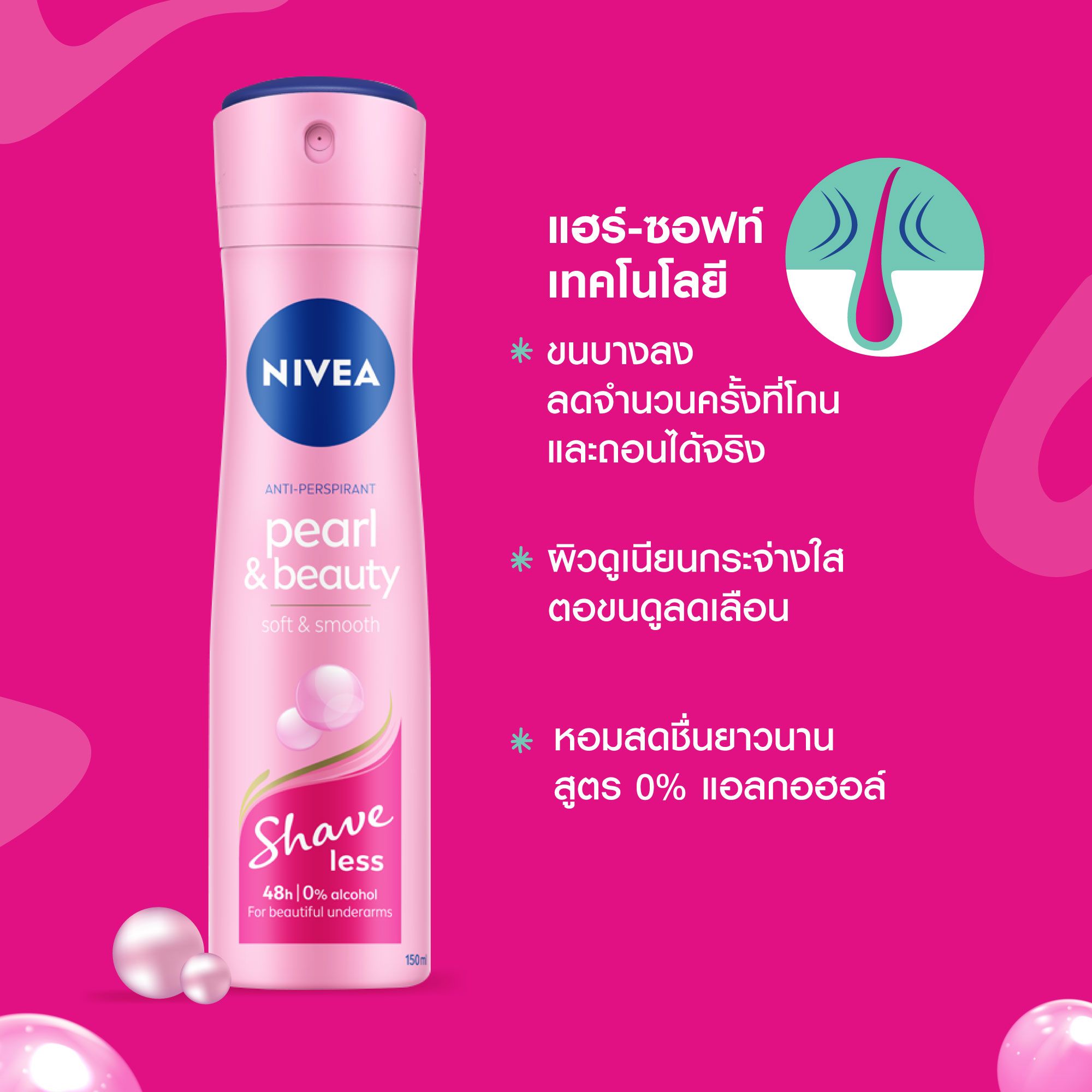 NIVEA SPRAY PEARL+BEAUTY SHAVE LESS150