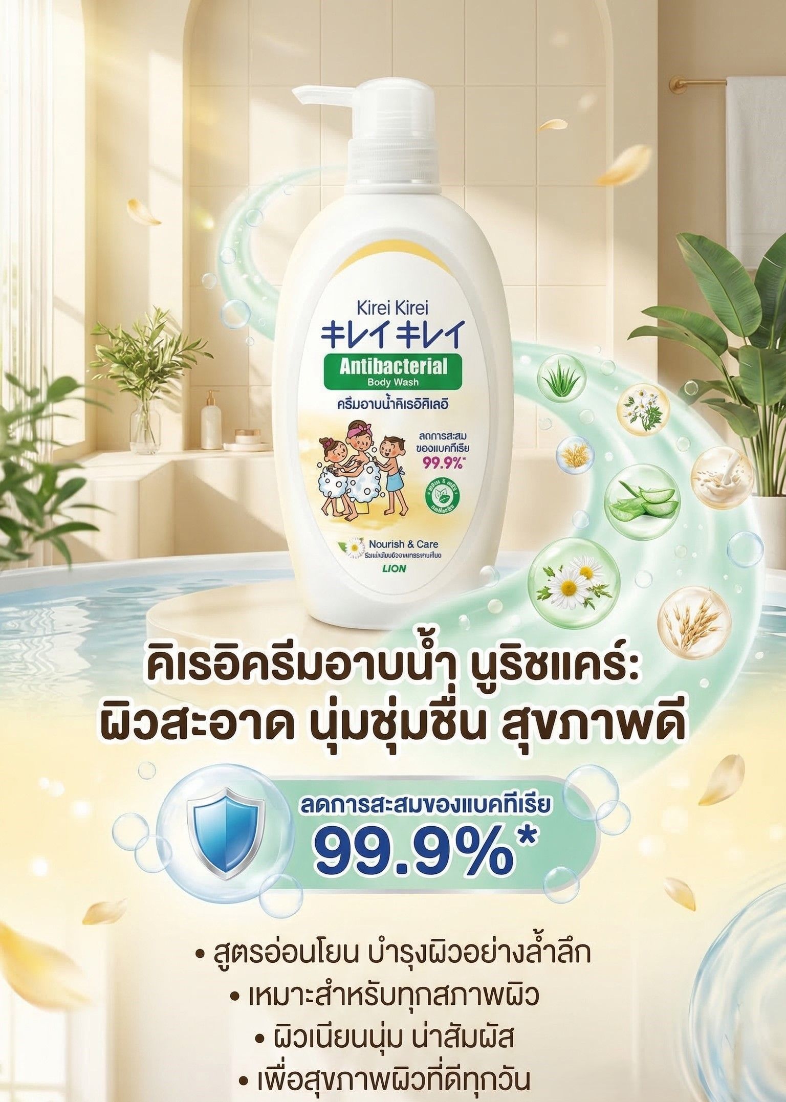 คิเรอิครีมอาบน้ำ นูริชแคร์ 500 มล