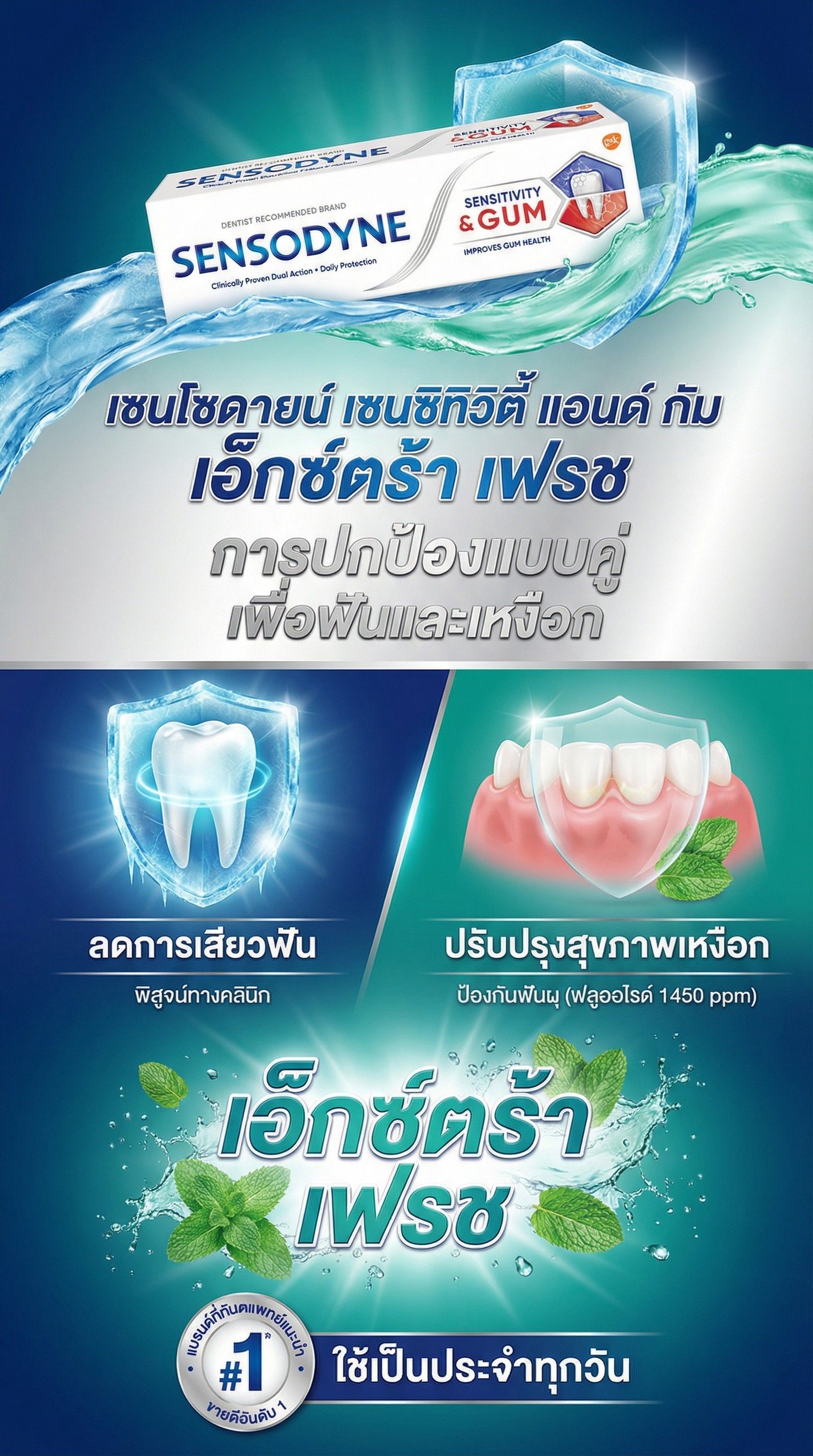 เซ็นโซดายน์ ยาสีฟัน เซนซิทิวิตี้ กัม เอ็กซ์ตร้าเฟรช 100 กรัม