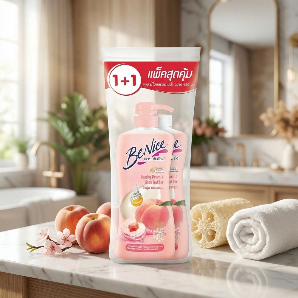 บีไนซ์ครีมอาบน้ำพีชชี่พีช400มลX2