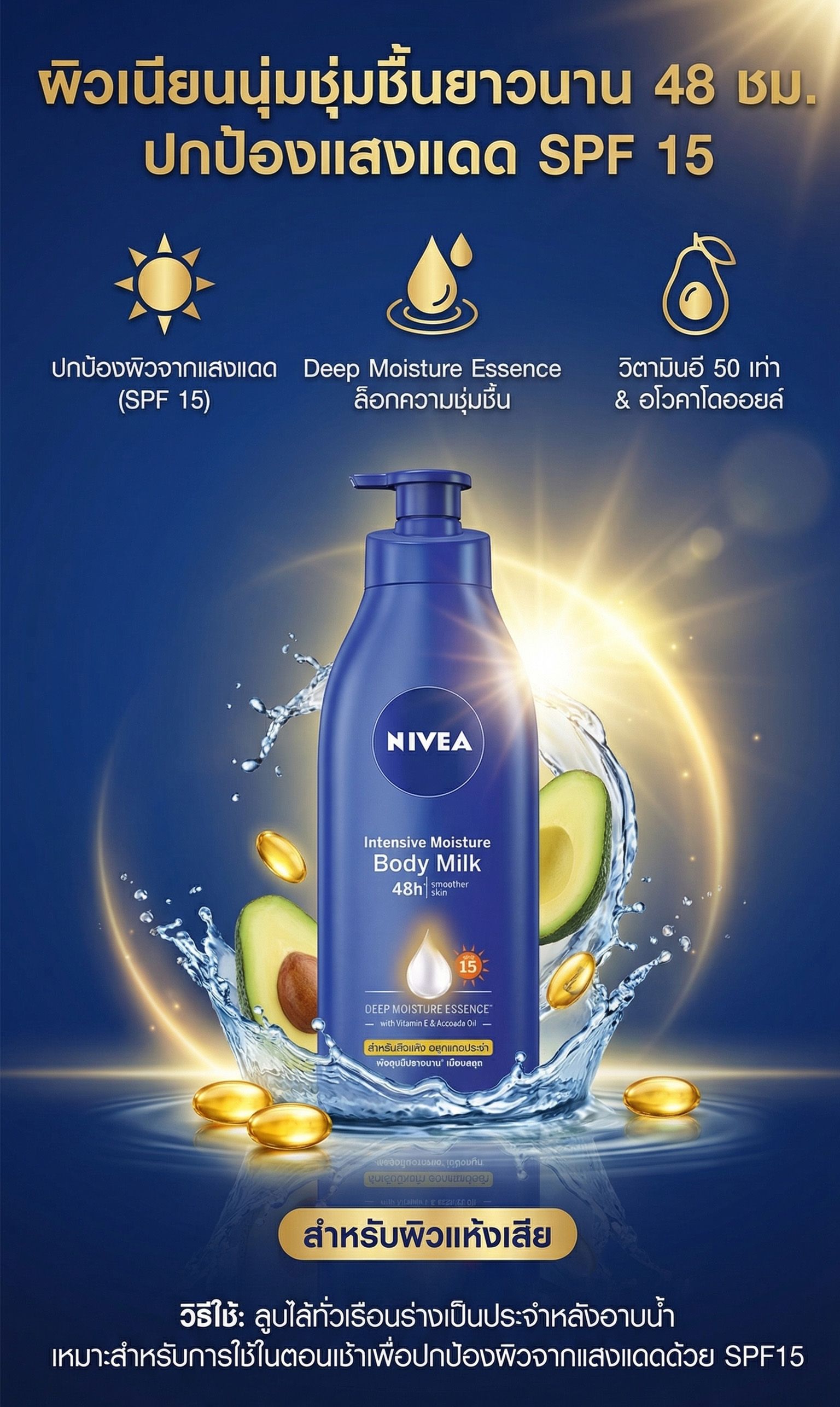 นีเวีย ดรายสกิน รีแพร์ โลชั่น SPF15 500 มล.