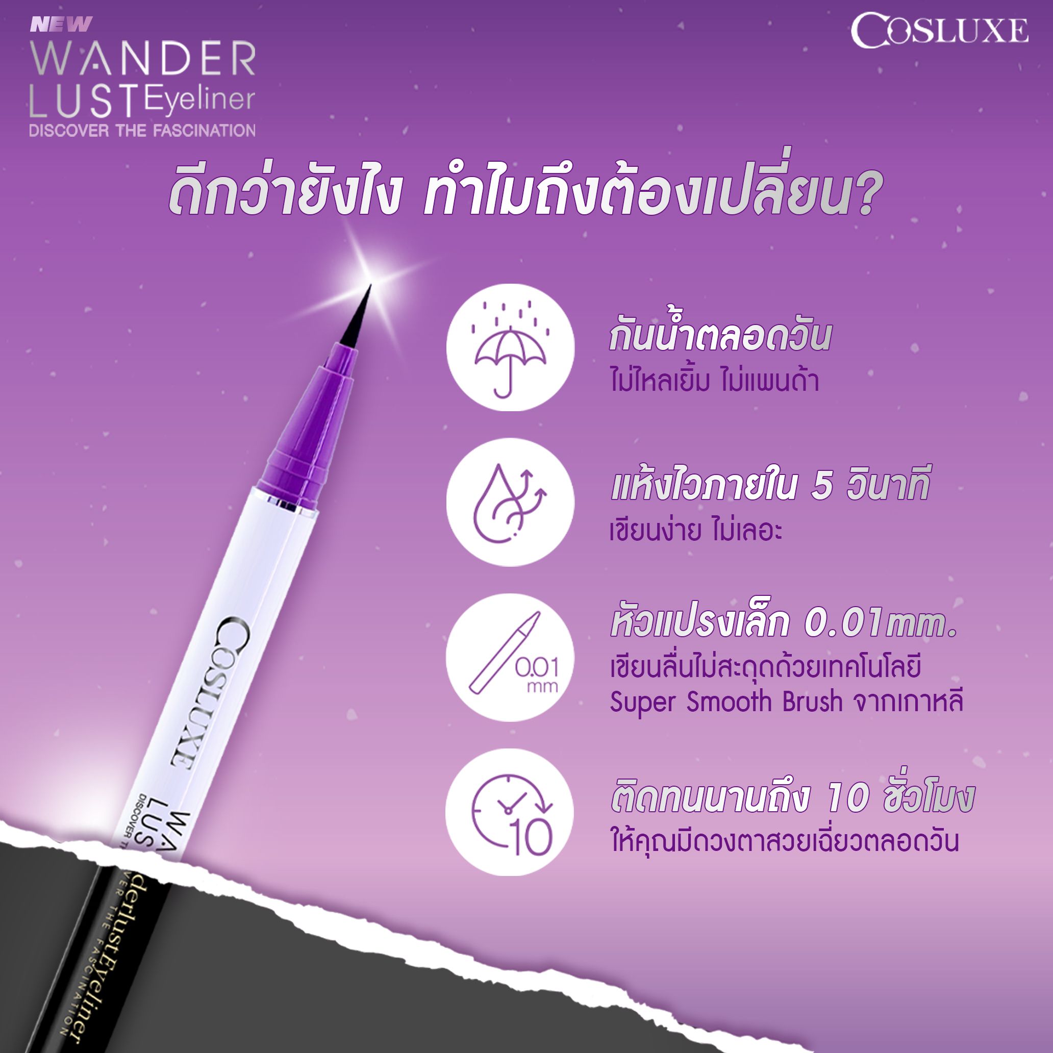 คอสลุคส์ วันเดอร์ลัส อายไลเนอร์เมจิค สีดำ