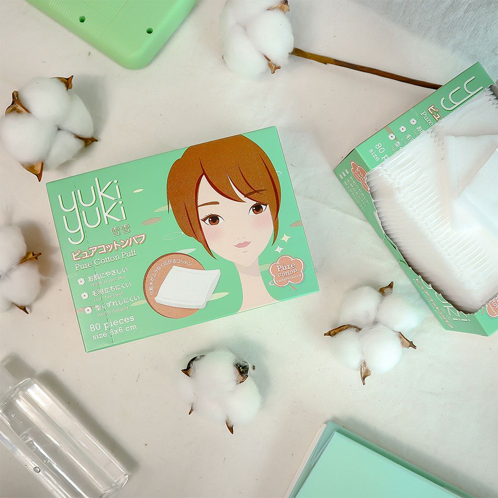 ยูกิยูกิ สำลีแผ่นรุ่นเพียวคอตตอน80แผ่น
