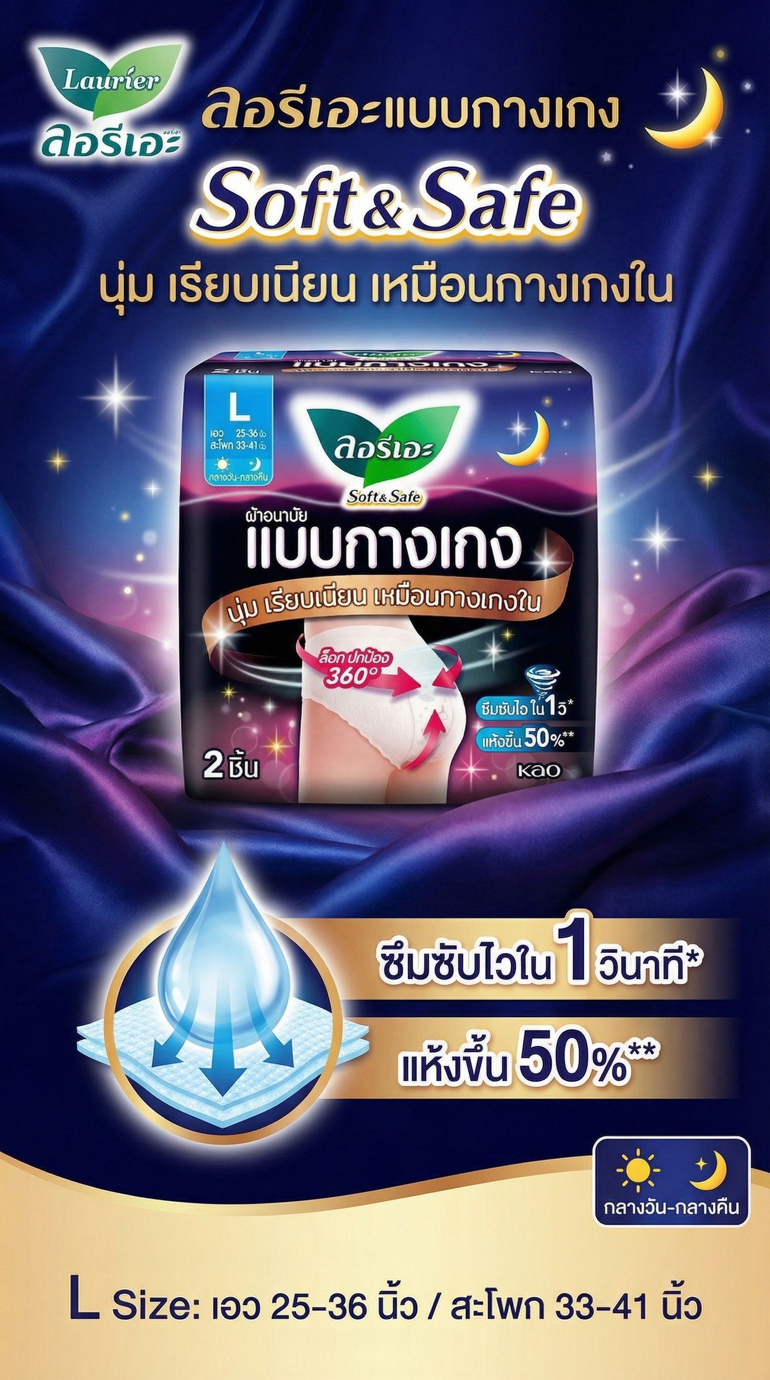 ลอรีเอะแบบกางเกงซอฟท์เซฟ L 2 ชิ้น