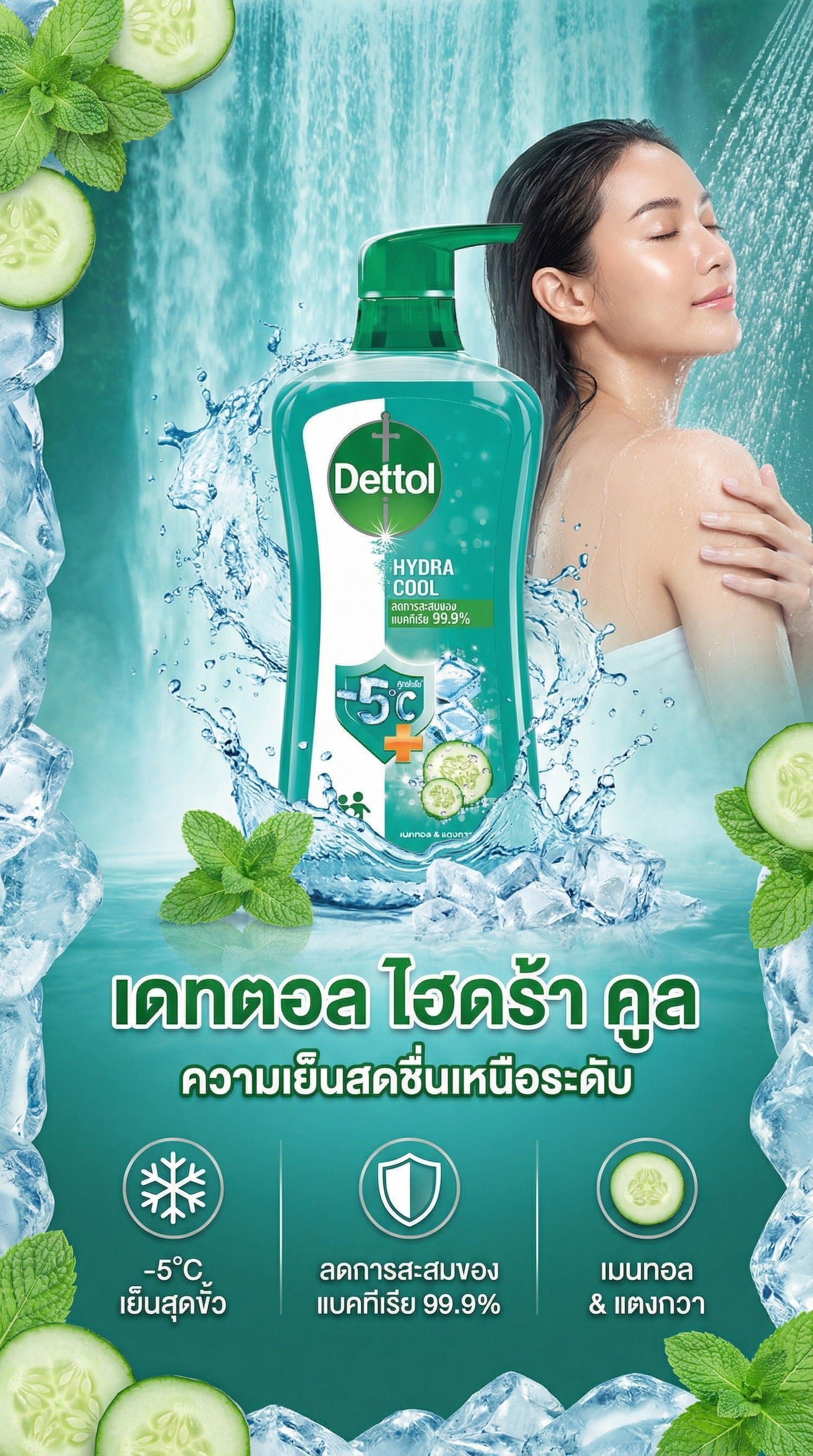 เดทตอล เจลอาบน้ำ ไฮดร้า คูล 500 ก.