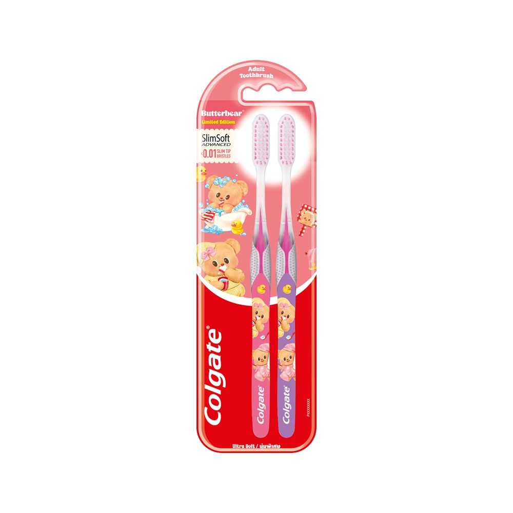 COLGATE TOOTHBRUSH SLIM BUTTER BEAR PACK 2 (ASSORTED)