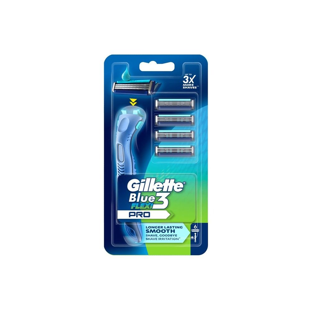 GILLETTE BLUE 3 FLEXI PRO RAZOR + BLADE 6 PCS.