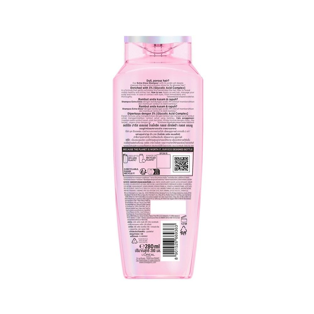 LOREAL ELSEVE GLYCOLIC GLOSS SHAMPOO 280 ML
