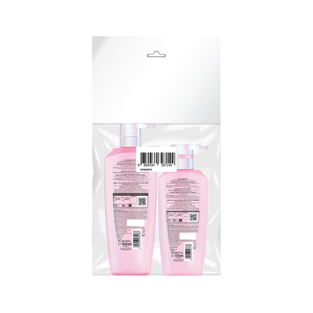 LOREAL GLYCOLIC GLOSS SHAMPOO 620 ML + CONDITIONER 375 ML