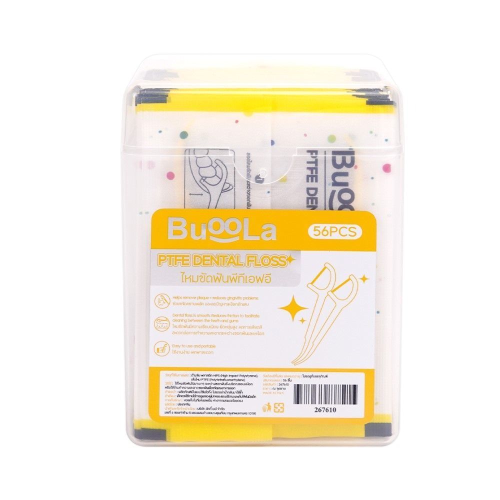 BUOOLA FLOSS PICK MINT YELLOW 56 PCS.