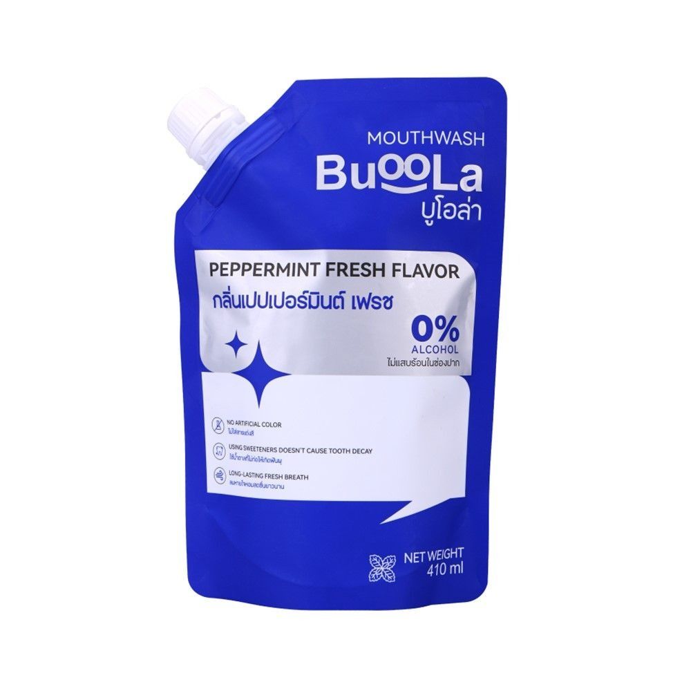 BUOOLA MOUTHWASH PEPPERMINT FRESH REFILL 410 ML