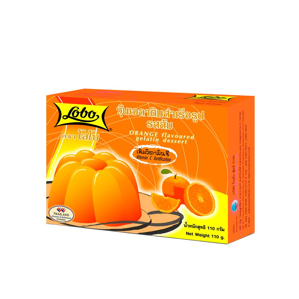 LOBO ORANGE FLAVORED GELATIN DESSERT 110G. (1X24)