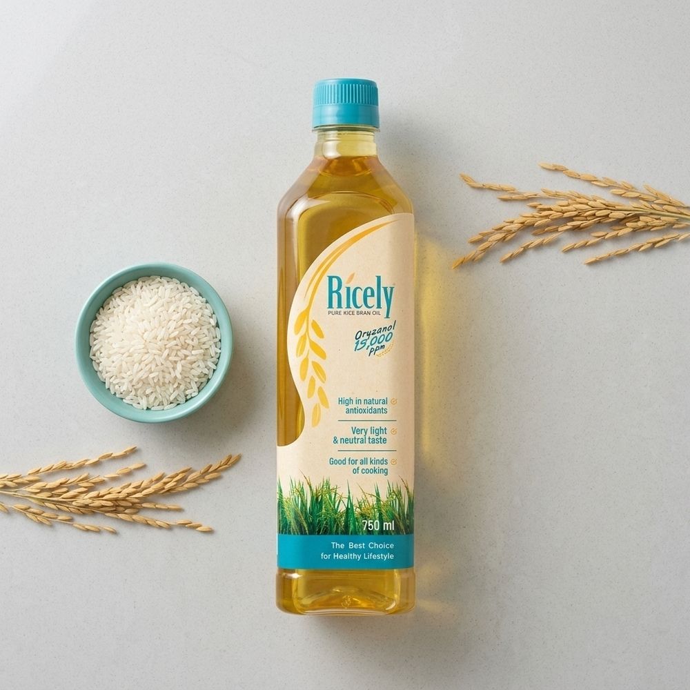 RICELY RICE BRAN OIL 750 ML.