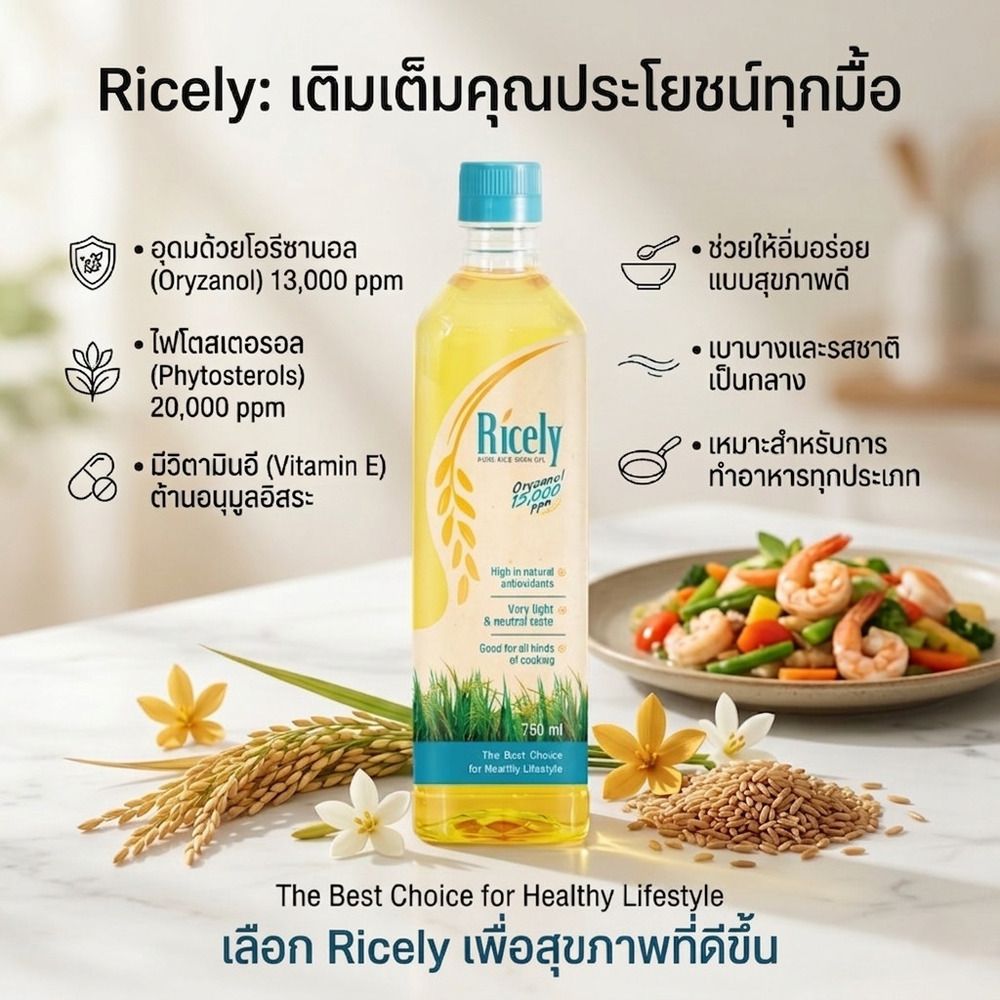 RICELY RICE BRAN OIL 750 ML.