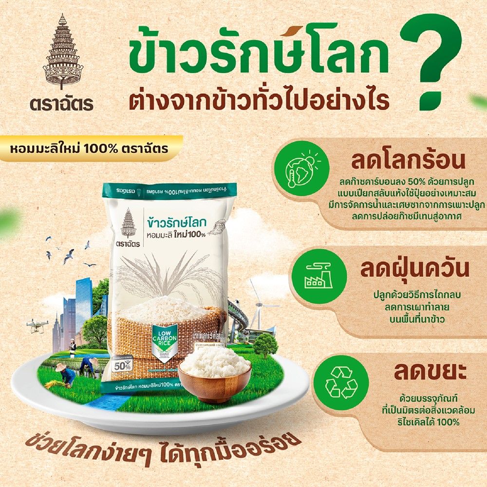 CHAT JASMINE RICE LOWCARBON NEW CROP 5 KG.