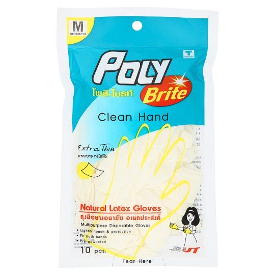 POLY BRITE NATURAL LATEX GLOVES SIZE M