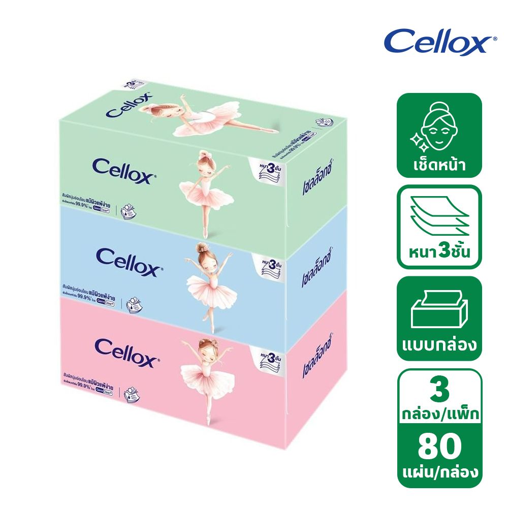 Cellox CELLOX FACIAL TISSUE TRENDY 3PLY 80 SHEETS PACKS 3 | Lotus’s Shop Online