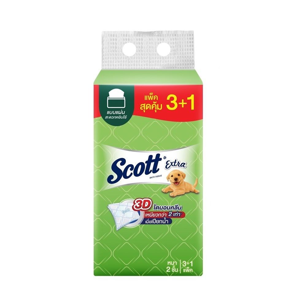 SCOTT EXTRA TOILET TISSUE 150 SHEETS PACK 3+1