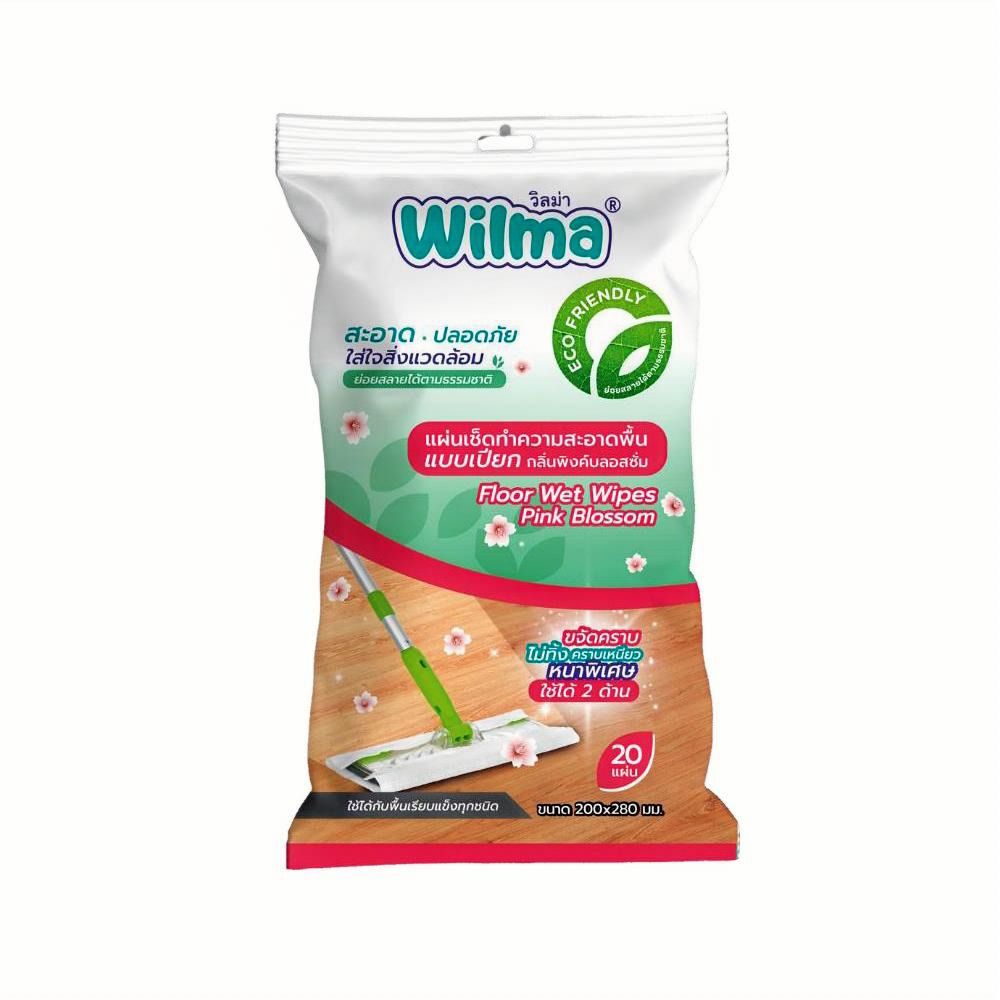 WILMA FLOOR WET WIPES PINK BLOSSOM 20 SHEETS